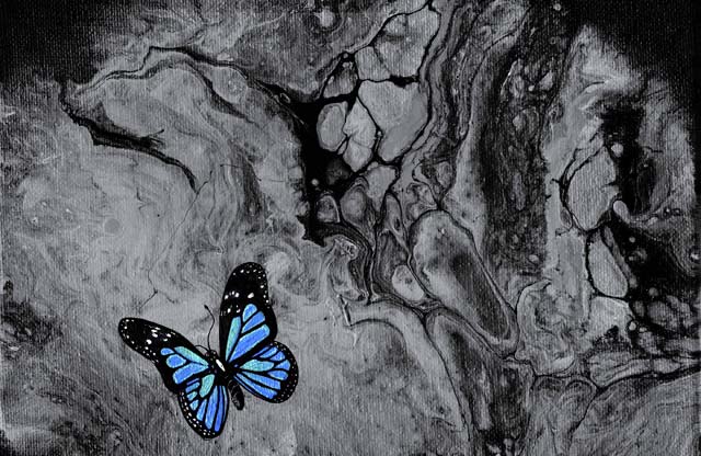 metulj; slikarstvo realizem in abstrakt