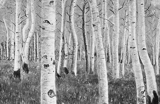 Tomaz Gerbec painting Birches